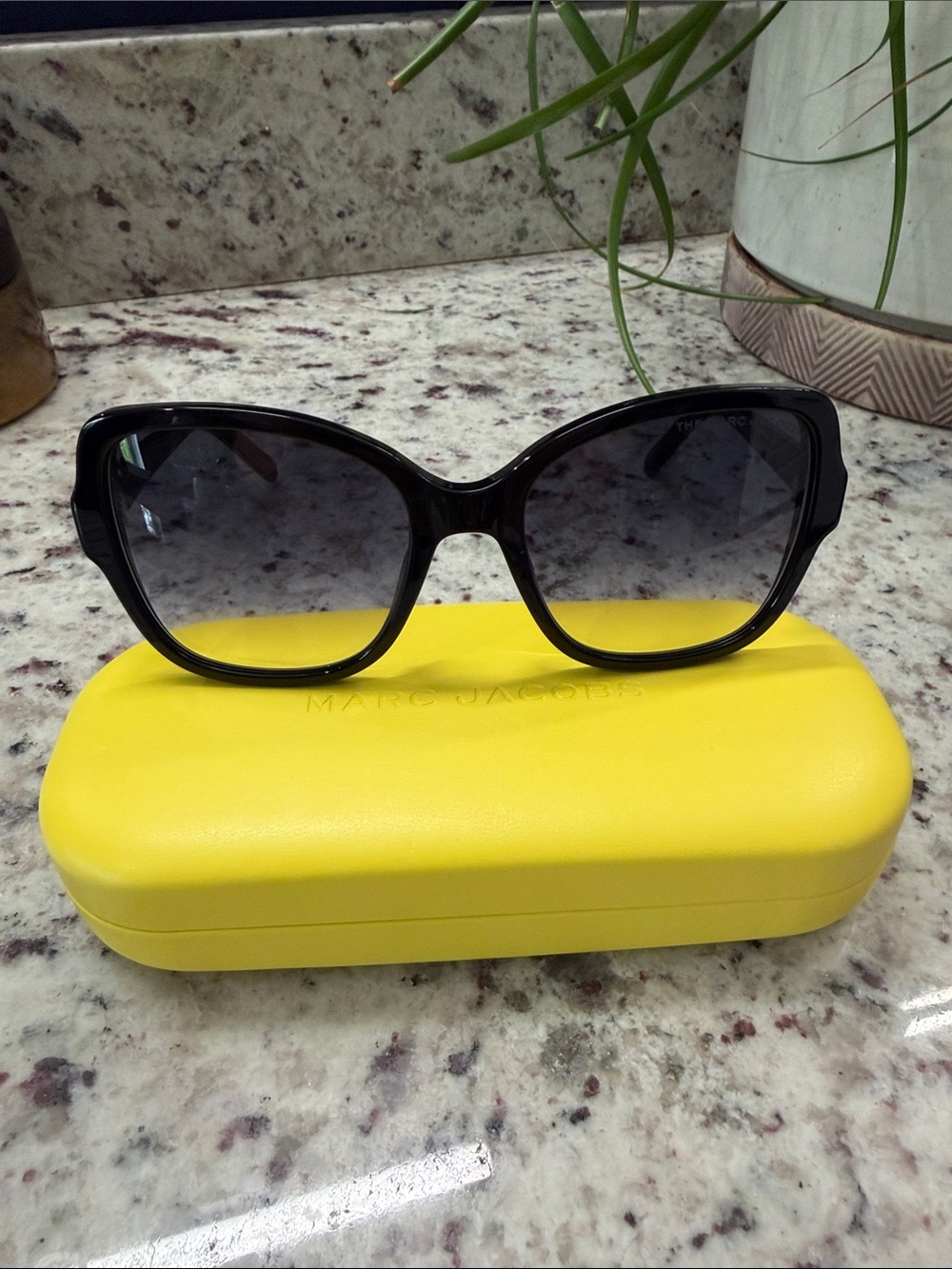 Marc Jacobs Black Women's Oversized Sunglasses with Gradient Smoke Lenses